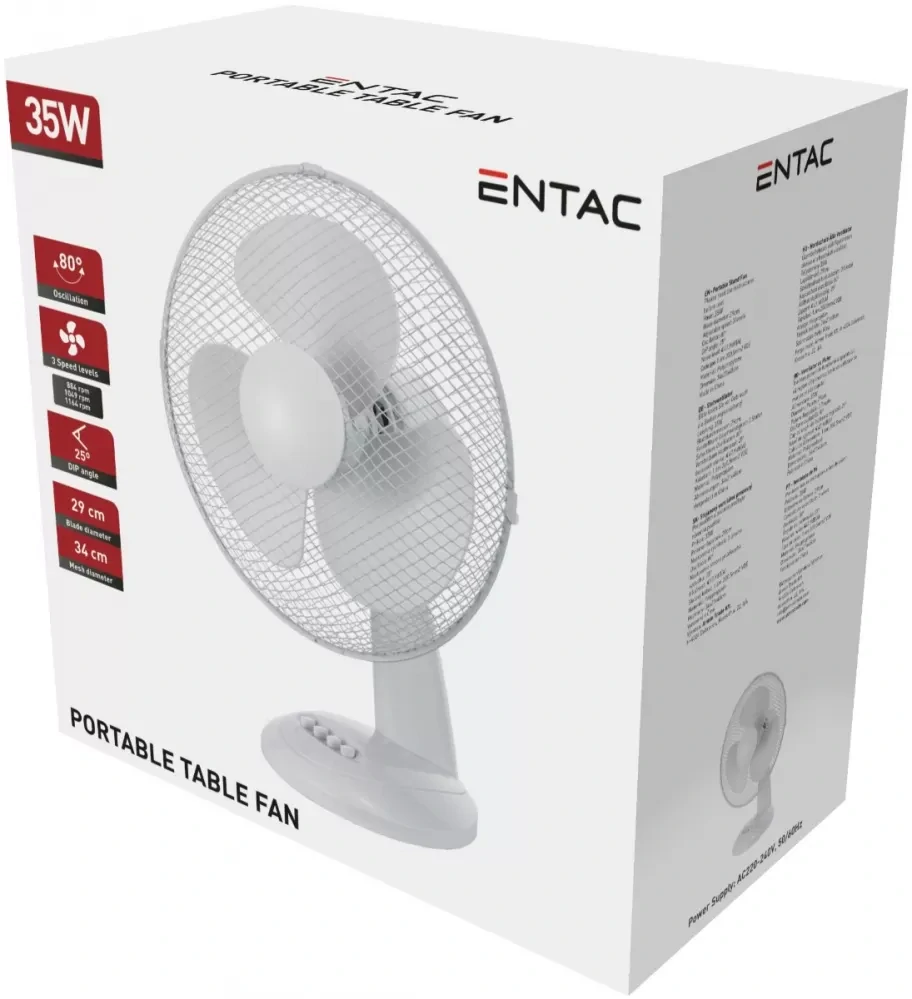 ENTAC Ventilátor stolní 35W 3 rychlosti otáčení