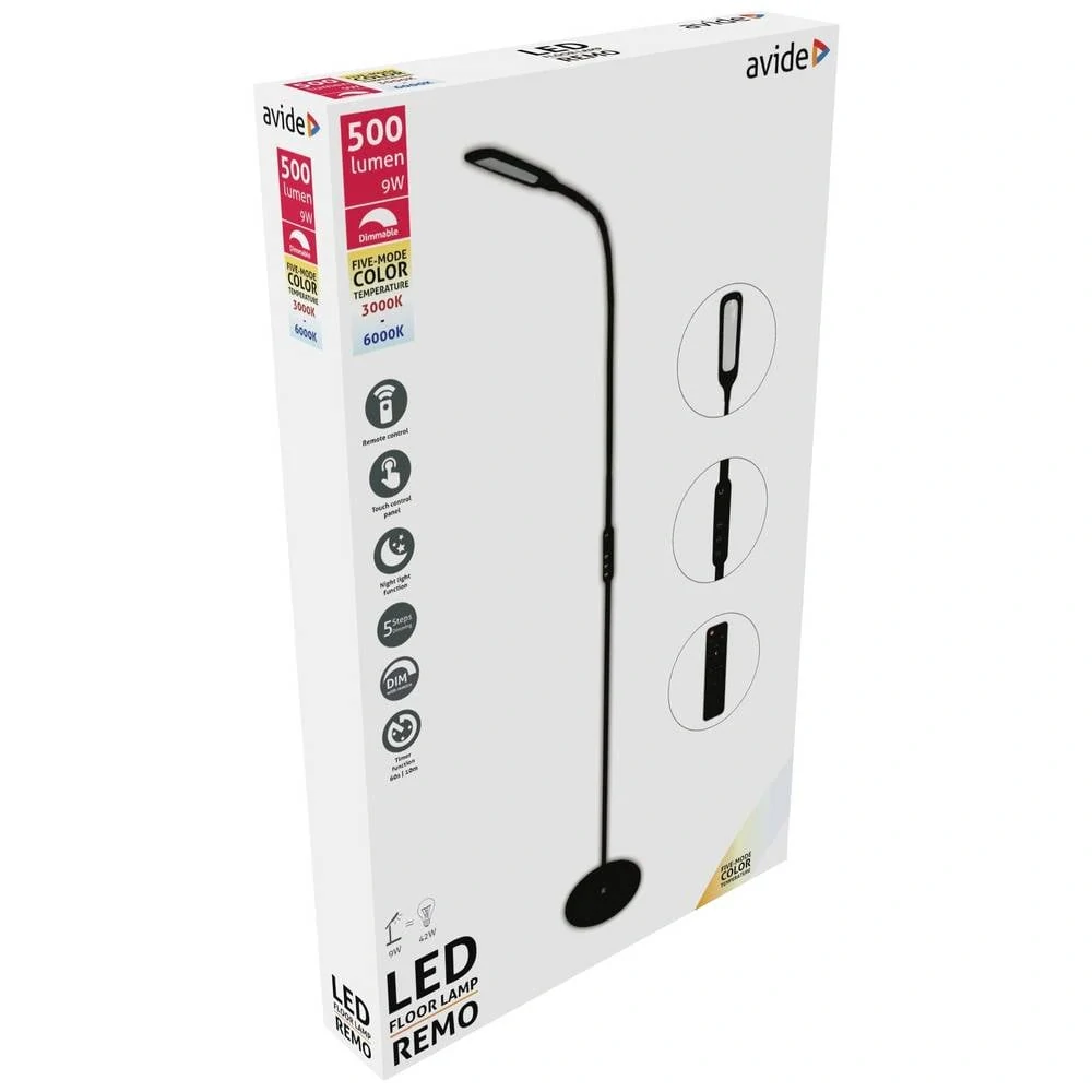 LED stmívatelná lampa AVIDE REMO 9W 500lm CCT, dálkový ovladač