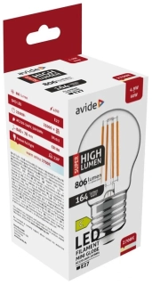 Avide LED Filament Mini Globe 4,9W E27 WW 2700K Super High Lumen