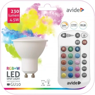 LED žárovka GU10 4,5W RGB+W, stmívatelná, s dálkovým ovládáním